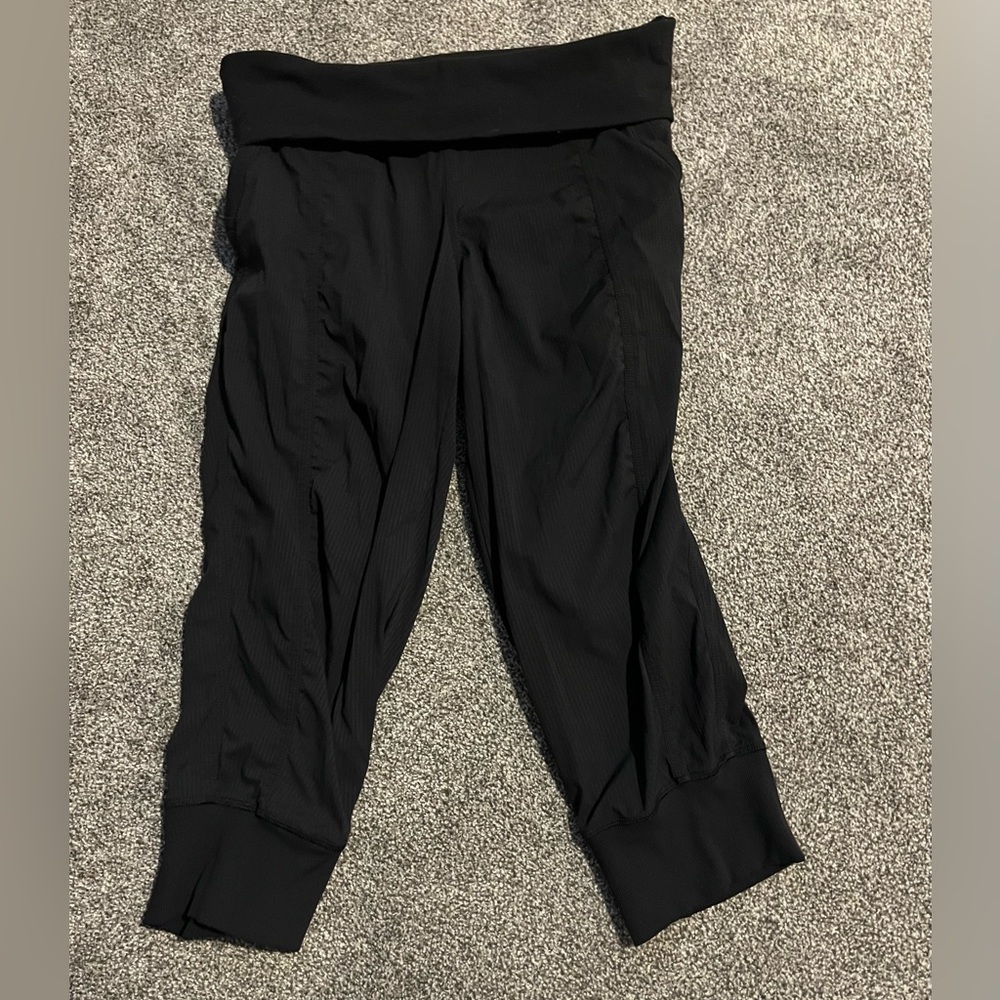 Black fold over cuffed crop studio pants